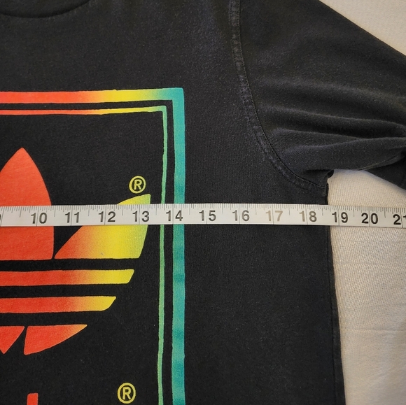 Adidas Women's Black Tee Rainbow Graphic Classic Brand Logo Shirt, sz SM - Picture 4 of 9